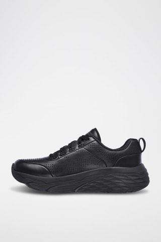 Zapatillas de piel de cuña - Negro