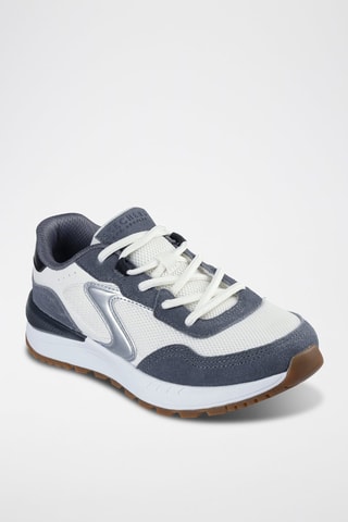 Zapatillas de piel - Blanco y azul