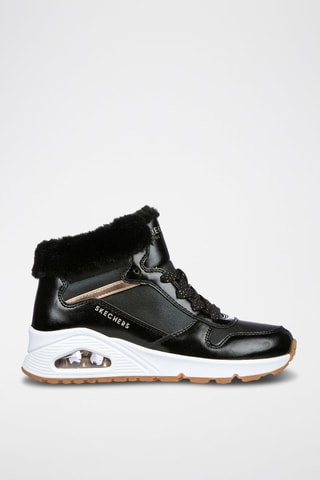 Zapatillas altas forradas Uno - Negro y rosa dorado