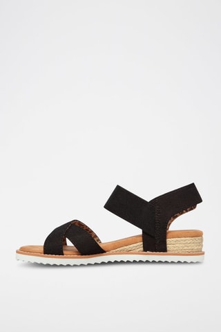 Sandalias de cuña de lino Desert Kiss - Secret Picnic - Negro