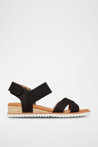 Sandalias de cuña de lino Desert Kiss - Secret Picnic - Negro