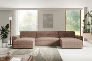 Canapé panoramique modulable convertible Eden - Taupe