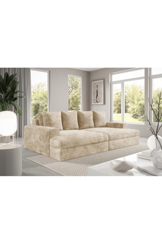 Canapé droit Camelia - Beige - 4 places - En velours côtelé