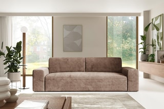 Canapé convertible Eden - Taupe - 3 places - En velours