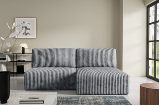 Canapé d’angle convertible réversible Elior - Gris - 4 places - En velours côtelé
