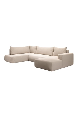 Canapé d'angle gauche panoramique convertible Nala - Beige