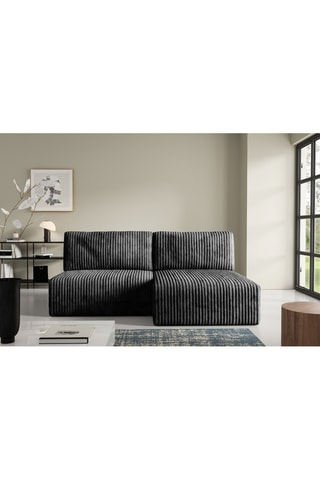 Canapé d’angle convertible réversible Elior - Gris foncé - 4 places - En velours côtelé