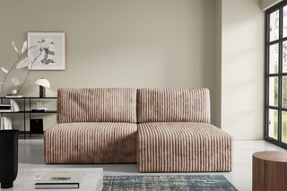 Canapé d’angle convertible réversible Elior - Taupe - 4 places - En velours côtelé