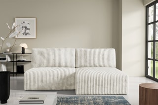 Canapé d’angle convertible réversible Elior - Beige - 4 places - En velours côtelé
