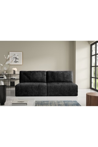 Canapé droit convertible Elior - Gris foncé - 3 places - En velours