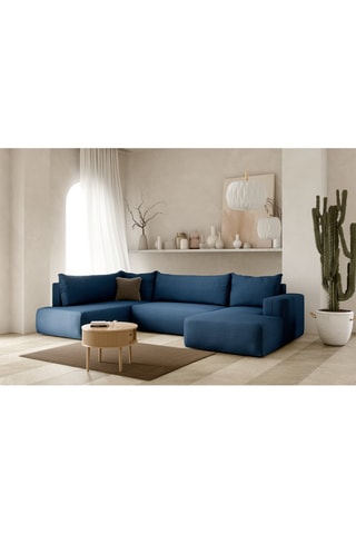 Canapé d’angle gauche panoramique convertible Nala - Bleu marine