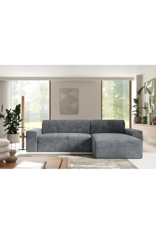 Canapé d’angle réversible convertible Eden - Gris - 4 places - En velours côtelé