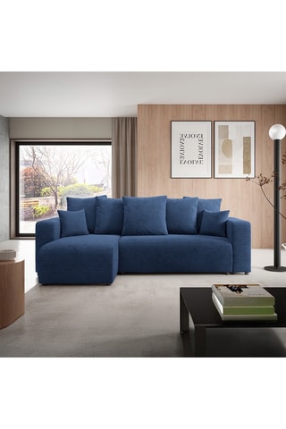 Canapé d'angle gauche convertible Gloria - Bleu - 4 places - En tissu