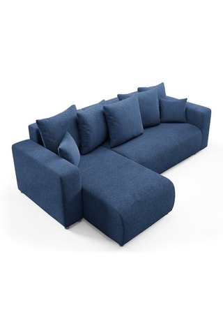 Canapé d'angle gauche convertible Gloria - Bleu - 4 places - En tissu