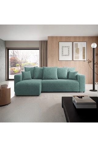 Canapé convertible angle gauche Gloria - Vert d'eau - 4 places - En tissu