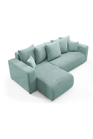 Canapé convertible angle gauche Gloria - Vert d'eau - 4 places - En tissu