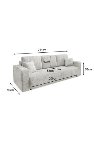 Canapé convertible Aurore - Gris clair - 3 places - En tissu texturé