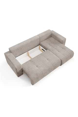Canapé convertible angle droit Aurore - Taupe - 3 places - En tissu texturé
