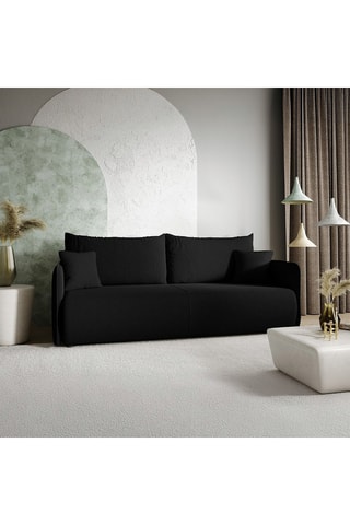Canapé convertible Milo - Noir - 3 places - En tissu