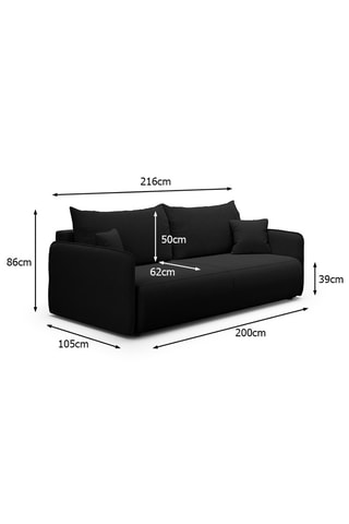 Canapé convertible Milo - Noir - 3 places - En tissu
