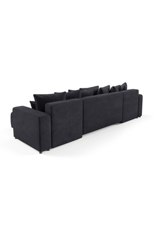 Canapé panoramique convertible Gloria - Noir - 6 places - En tissu