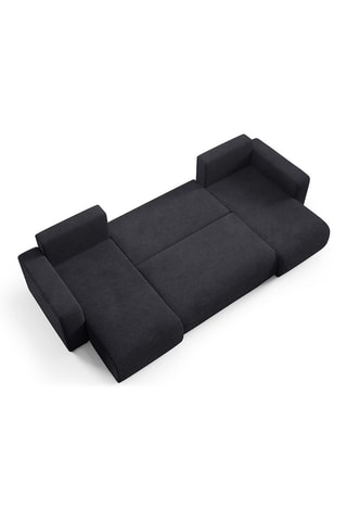Canapé panoramique convertible Gloria - Noir - 6 places - En tissu