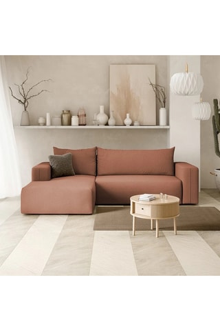 Canapé convertible angle gauche Nala - Rouge brique - 4 places - En tissu