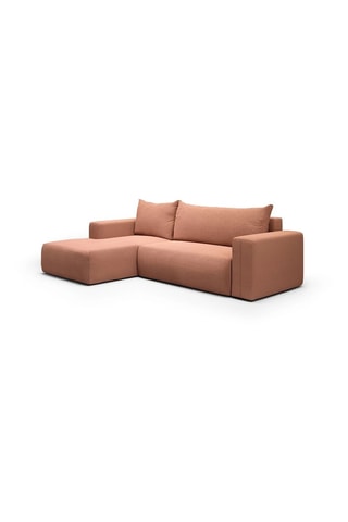 Canapé convertible angle gauche Nala - Rouge brique - 4 places - En tissu