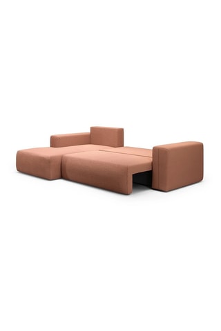 Canapé convertible angle gauche Nala - Rouge brique - 4 places - En tissu
