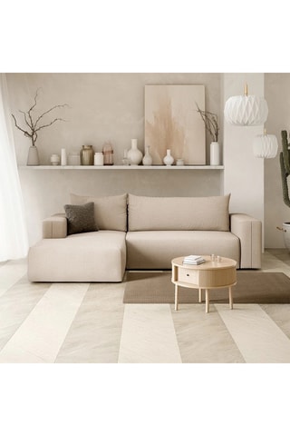 Canapé convertible angle gauche Nala - Beige - 4 places - En tissu