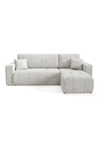Canapé convertible angle droit Aurore - Gris clair - 3 places - En tissu texturé