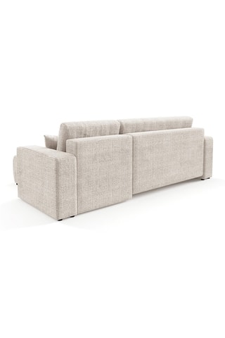 Canapé convertible angle droit Aurore - Beige - 3 places - En tissu texturé