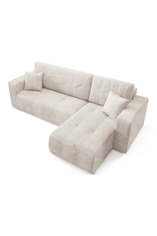 Canapé convertible angle gauche Aurore - Beige - 3 places - En tissu texturé