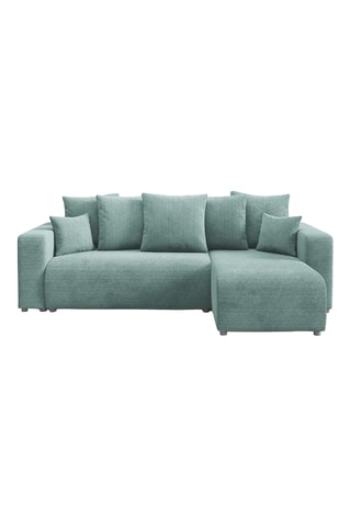 Canapé d'angle droit convertible Gloria - Vert d'eau - 4 places - En tissu