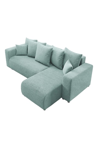 Canapé d'angle droit convertible Gloria - Vert d'eau - 4 places - En tissu