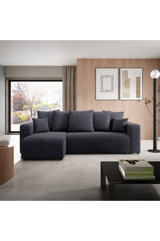 Canapé convertible angle gauche Gloria - Noir - 4 places - En tissu