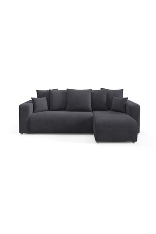 Canapé d'angle droit convertible Gloria - Noir - 4 places - En tissu