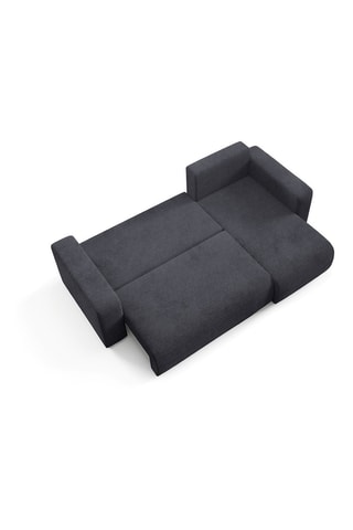 Canapé d'angle droit convertible Gloria - Noir - 4 places - En tissu