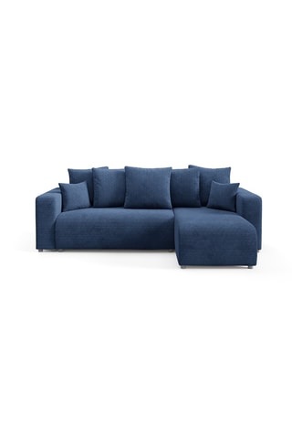 Canapé d'angle droit convertible Gloria - Bleu marine - 4 places - En tissu