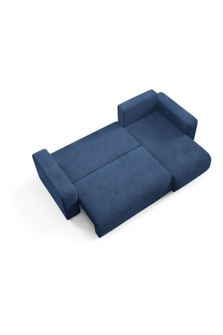 Canapé d'angle droit convertible Gloria - Bleu marine - 4 places - En tissu