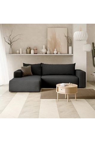 Canapé convertible angle gauche Nala - Gris foncé - 4 places - En tissu