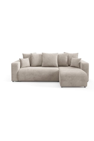 Canapé d'angle droit convertible Gloria - Beige - 4 places - En tissu