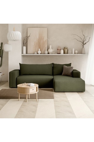 Canapé convertible angle droit Nala - Kaki - 4 places - En tissu