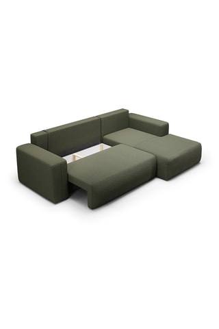 Canapé convertible angle droit Nala - Kaki - 4 places - En tissu