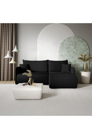 Canapé convertible Milo - Noir - 4 places - En tissu