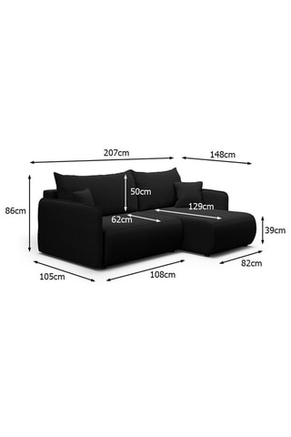 Canapé convertible Milo - Noir - 4 places - En tissu