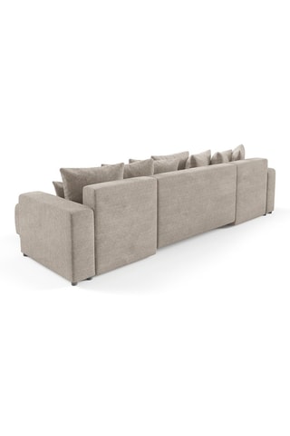 Canapé panoramique convertible Gloria - Beige - 6 places - En tissu