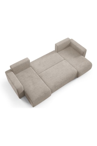 Canapé panoramique convertible Gloria - Beige - 6 places - En tissu