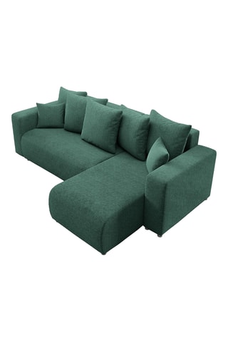 Canapé d'angle droit convertible Gloria - Vert - 4 places - En tissu