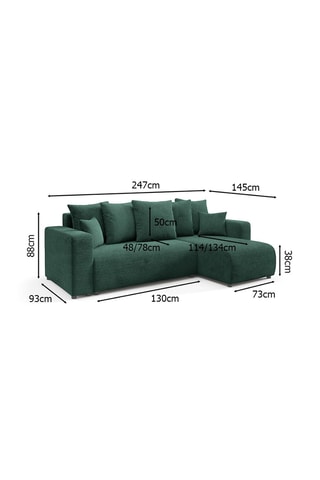 Canapé d'angle droit convertible Gloria - Vert - 4 places - En tissu